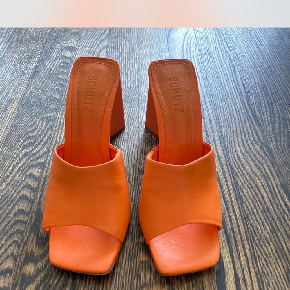 Schutz Women's Orange Slide Sandals